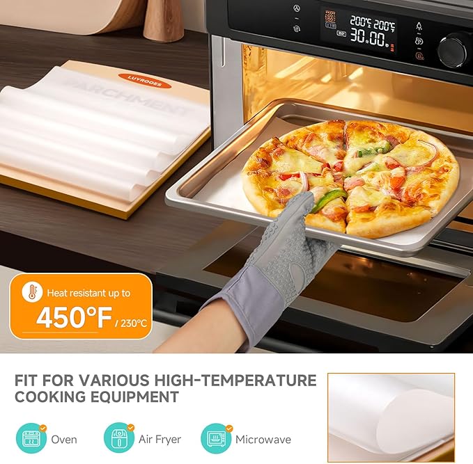 210PCS Value Pack Pre-cut 12x16 Inch Parchment Paper Sheets, Pro-Grade Baking Paper with Double-Sided Natural Silicone Coating, Perfect for Baking, Air Fryer, BBQ, Food Wrapping & Food Service