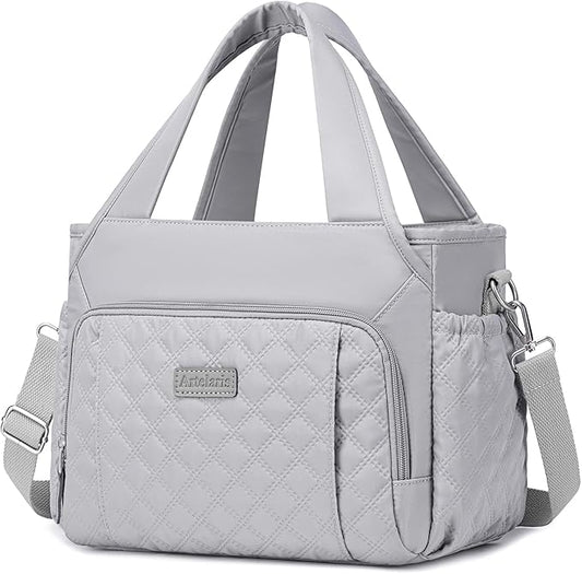 Artelaris Lunch Bag for Women, Insulated Lunch Box for Work, Large Leakproof Cooler Purse with Side Pockets & Removable Shoulder Strap Women's Lunch Tote Bag for Picnic Beach Cute Lunch Bags (Gray)