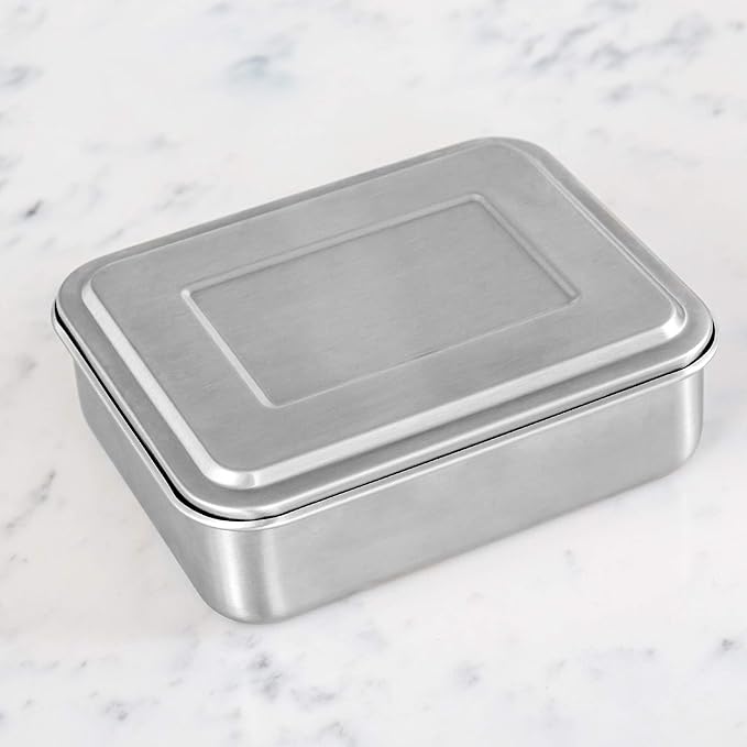 WeeSprout 18/8 Stainless Steel Bento Box (Compact Lunch Box) - 3 Compartment Metal Lunch Containers, for Kids & Adults, Bonus Dip Container, Fits in Lunch Bag & Backpack