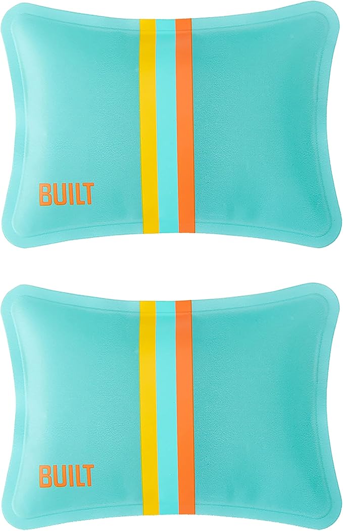 BUILT Curve Soft Ice Packs Set of 2, Freezable, Reusable, Slim, Long-Lasting, for Lunch Bags, Blue Cockatoo with Stripes