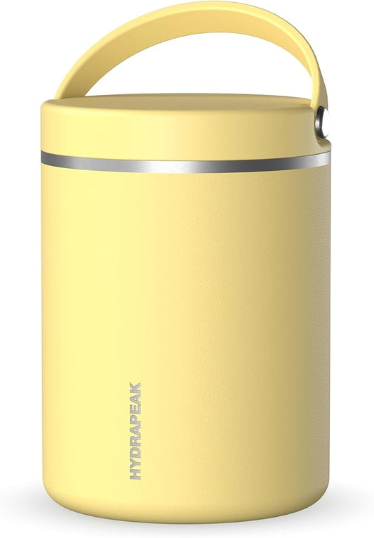 Hydrapeak 32oz Stainless Steel Vacuum Insulated Thermos Food Jar | Thermos for Hot Food and Cold Food, Wide Mouth Leak-Proof Soup Thermos for Adults, 10 Hours Hot and 16 Hours Cold (Canary)