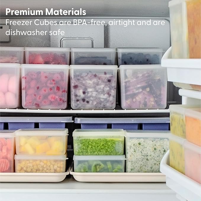 W&P Freezer Cubes- Set of 3 | Reclaim Your Freezer With Tidy Stackable Frozen Food Containers | 16oz, 40oz, 64 oz | Freezer safe, BPA Free, Dishwasher Safe, Microwave Safe (Pack of 5)