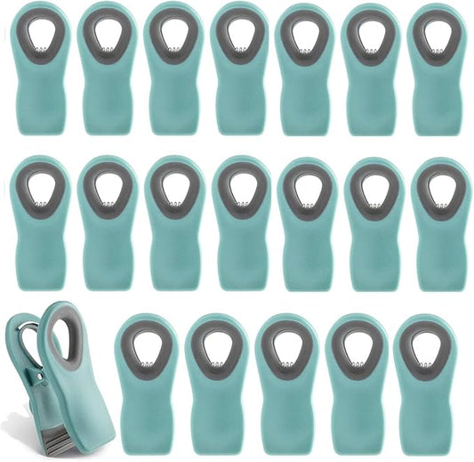 COOK WITH COLOR Bag Clips with Magnet- Food Clips, Chip Clips, Bag Clips for Food Storage with Airtight Seal Grip for Bread Bags, Snack Bags and Food Bags (Teal, Pack of 20)