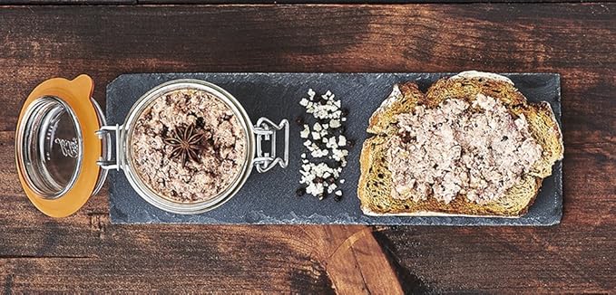 Le Parfait Super Terrine - 500ml French Glass Canning Jar w/Straight Body, Airtight Rubber Seal & Glass Lid, 16oz/Pint (Single Jar) Stainless Wire