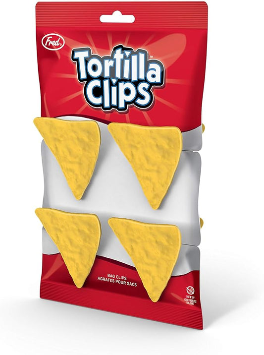 Genuine Fred, TORTILLA CLIPS - Set of 4 - Tortilla Chip Bag Closures, Chip Clips, Bag Clips - Exclusive Patented Design
