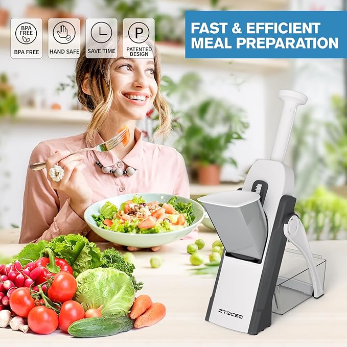 5 in 1 Safe Vegetable Chopper, Mandoline Slicer for Kitchen, Adjustable Mandoline Slicer. Easy to Clean, can't Detachable Blade, Vegetable Slicer can Cut Slicing, Strips, Shredding, Dicing,Chop