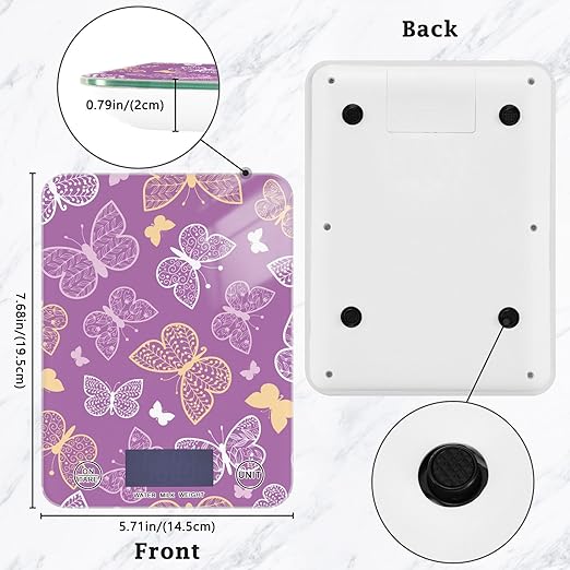 Food Scale Kitchen Scale Food Scales Digital Weight Grams and Ounces Small Electronic Food Scale for Baking Cooking Purple Butterfly