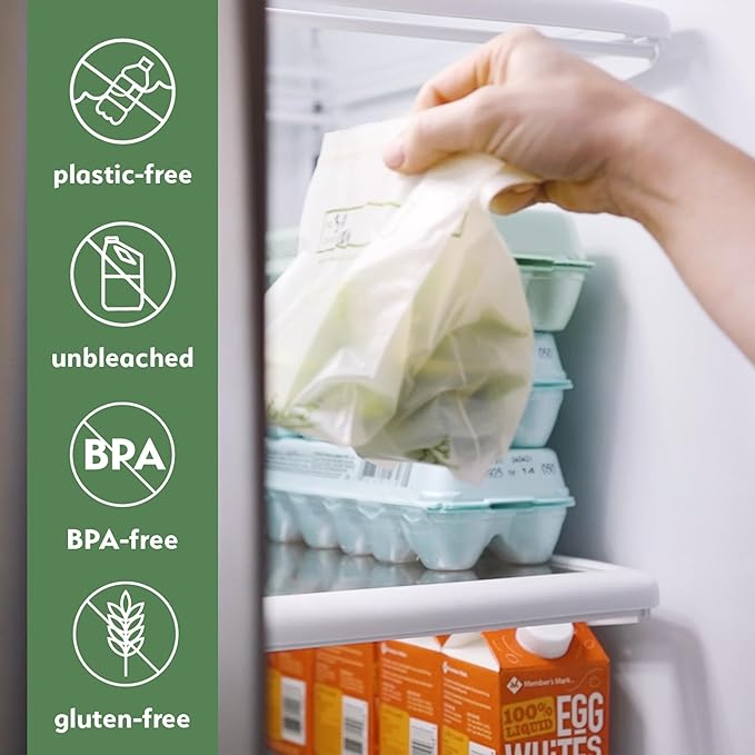 100% Compostable Food Storage Bags [Snack 150 Pack] Eco-Friendly Freezer Bags, Resealable Bags, Heavy-Duty, Reusable, Off-White by Earth's Natural Alternative