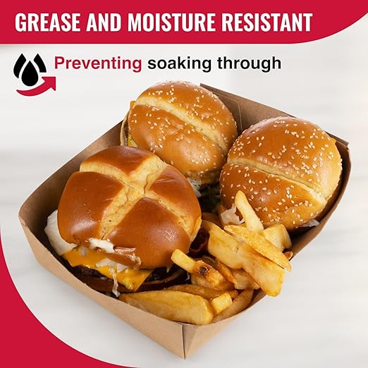 IDL Packaging 10.25" x 7.5" x 2" Kraft Paper Lunch Trays (Pack of 125) - Food-Safe Poly Coated for Extra Moisture Resistance - Proudly Made in USA - Tray for Fries, Burgers, and Appetizers