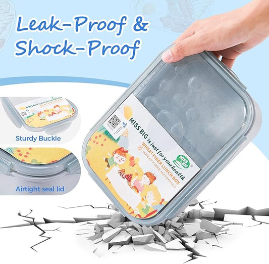 MISS BIG® Bento Box,Bento Box Adult,Lunch Box,Ideal Leak Proof Lunch Containers,No BPAs and No Chemical Dyes Bento Lunch Box,Dishwasher and Microwave Safe Lunch Containers for Adults(1900ml Gray)