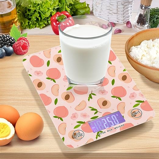 Food Scale Kitchen Scale for Baking Cooking Digital Food Weighing Measuring Scale Small Waterproof Electric Food Scale Peach Pink