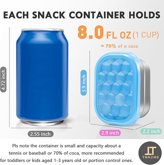 Kids Snack Pro - Stainless Steel Snack Containers for Kids | Easy Open Leak Proof Small Food Containers with Silicone Lids - Perfect Metal Toddler Lunch Box for Daycare and School (8oz)