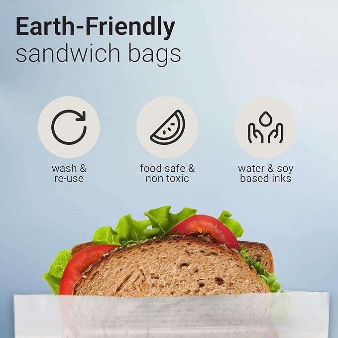 Compostable Zip Bags | 30-Pack Sandwich Size | Biodegradable Food Storage | PLA & PBAT Eco-Friendly | Zero Waste Kitchen | Plastic-Free | FSC & DIN Certified