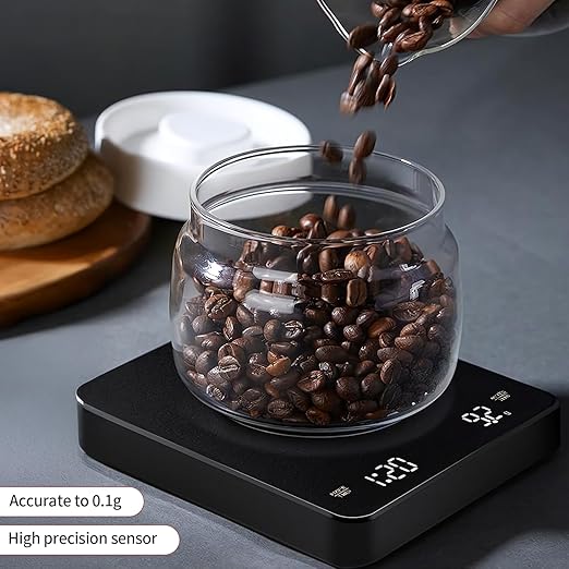ShanSon Coffee Scale with Positive and Negative Timer 3kg/0.1g High Precision Kitchen Scale Drip Espresso Scale with Backlit LED Display for Baristas and Home Brewing,Black
