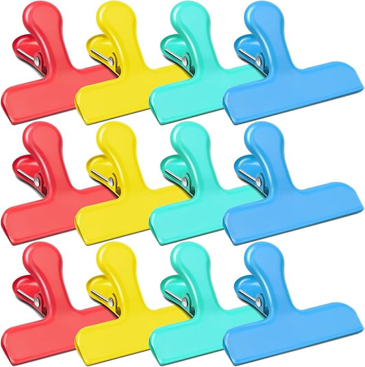 Wide Stainless Steel Chip Clips, Bag Clips Food Clips Potato Chip Clips for Chips and Other Food Bags, Heavy Duty Metal Bag Closer for Food Storage, Snack Clamps for Kitchen, Colorful