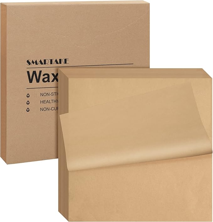 SMARTAKE 12 x 12 Inches Wax Paper for Food, 500 Pcs Non-Stick Hamburger Patty Paper, Square Sandwich Separators Wrapping Paper, for Lunch, Restaurants, Barbecues, Picnics, Parties, Unbleached