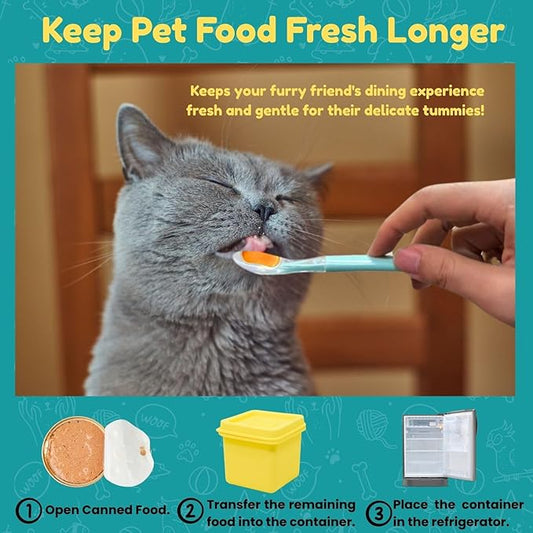 2ME Silicone Pet Food Containers 4Oz each with Scoop - 6 Pack Freezer Safe, Airtight Freshness Lids for Wet Food - Odor-Resistant Dishwasher Trays, Reusable Meal Prep Box to Keep Pet Food Fresh