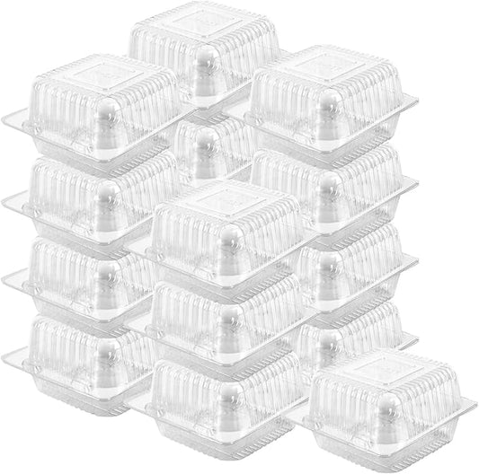 Axe Sickle 300 Count Clear Plastic Hinged Take Out Containers Clamshell Takeout Tray Food Clamshell Containers Outside Diameter 5.3 x 4.7 inch for Dessert, Snacksetc, Cakes Slice, Cookies, Salads