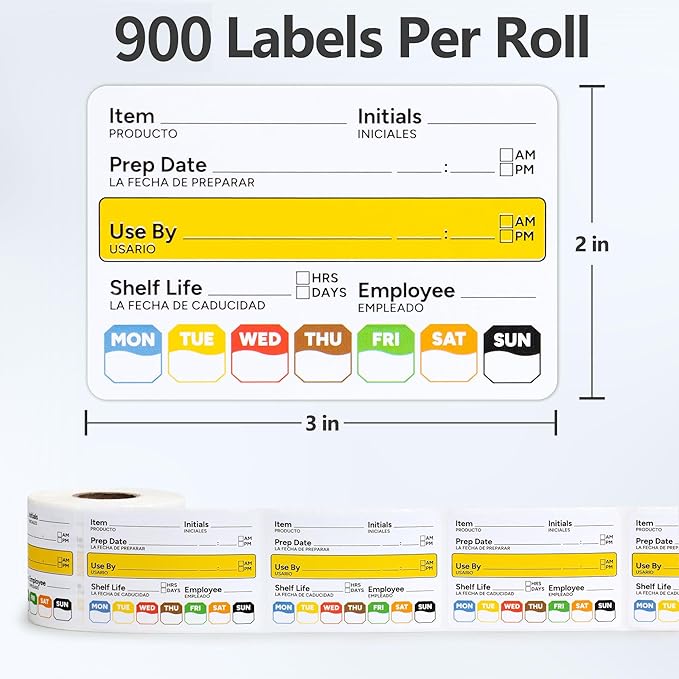 Restaurant Quality Shelf Life Food Rotation Labels Vinyl, 2” x 3” Self-Adhesive Removable Freezer Food Labels, Perfect for Reusable Containers, Easy to Remove, Food Safety Date Sticker (3 PCS)