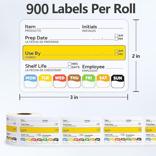 Restaurant Quality Shelf Life Food Rotation Labels Vinyl, 2” x 3” Self-Adhesive Removable Freezer Food Labels, Perfect for Reusable Containers, Easy to Remove, Food Safety Date Sticker (3 PCS)