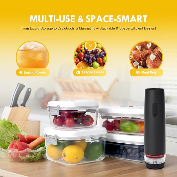 Vacuum Seal Food Storage Containers, Leakproof, Freshness, BPA-Free Kitchen Organizers, Ideal for Fruits, Veggies, Meats, Leftovers, Dishwasher Safe (0.6Lx3+1.5Lx3+1Lx3+2Lx3)