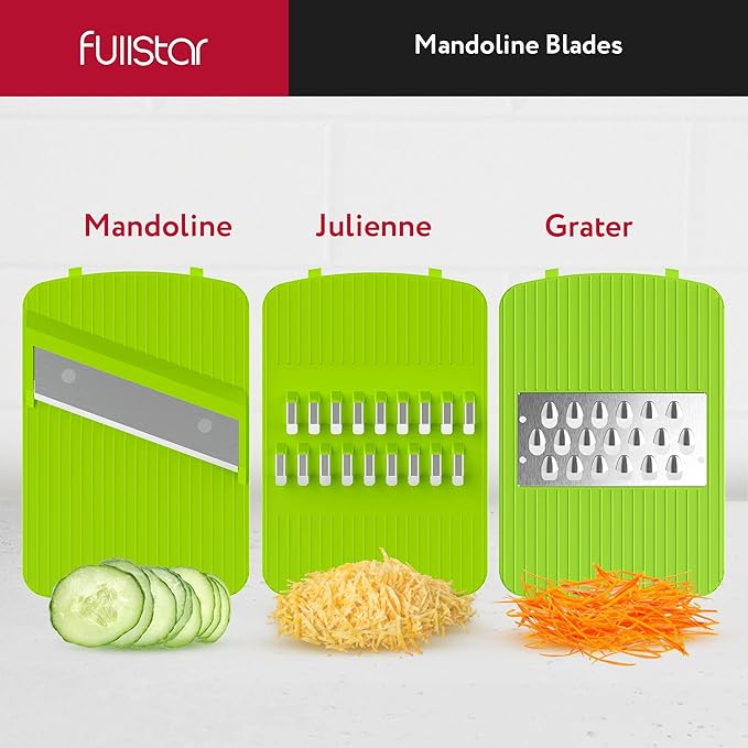 Fullstar Vegetable Chopper, Mandoline Slicer - Cheese Grater, Food Chopper with Container, Kitchen Gadgets, Home Essentials (11-in-1, Gray/Green)