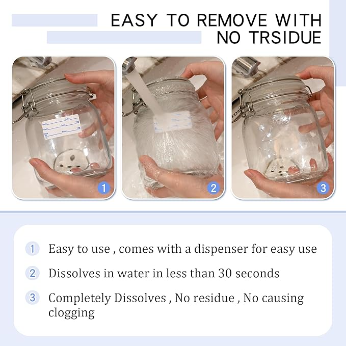 L LIKED 2x1 Dissolvable Labels, 300 Stickers, Use by Food Rotation Labels for Storage and Container (300, Blue)