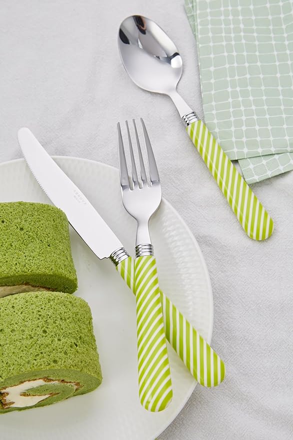 ANNOVA Silverware Set 20 Pieces Stainless Steel Cutlery Color Handle Flatware - 4 x Dinner Knife; 4 x Dinner Fork; 4 x Salad fork; 4 x Dinner Spoon; 4 x Dessert Spoon (Light Green)