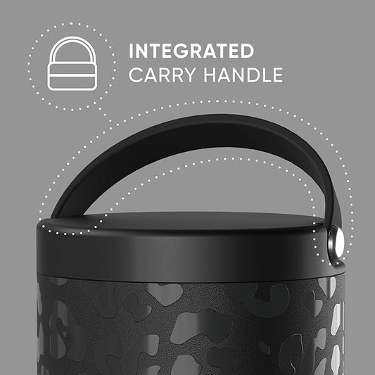 Hydrapeak 32oz Stainless Steel Vacuum Insulated Thermos Food Jar | Thermos for Hot Food and Cold Food, Wide Mouth Leak-Proof Soup Thermos for Adults, 10 Hours Hot and 16 Hours Cold(Black Leopard)