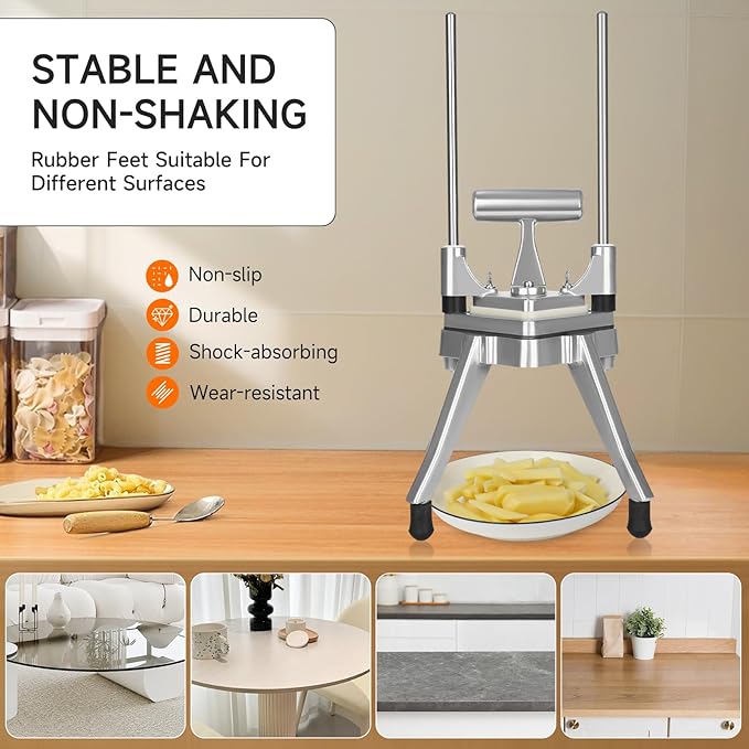 Commercial Vegetable Chopper, Stainless Steel French Fry Cutter, Heavy Duty Slicer for Onion,Carrots,Tomato,Mushroom (1/4" Blade)