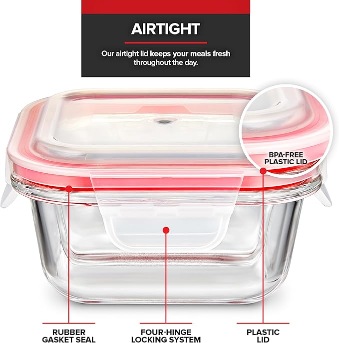 Glass Portion Control Bariatric Containers (3 Pack), 1 Cup Food Containers with Two 4 oz Compartments, 4oz Food Storage Containers for meal prep, Microwave Safe Glass Portion Containers with Lids