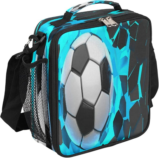 Pardick Lunch Box for Kids Boys Girls Soccer Lunch Bag Football Kids Lunch Box Insulated Teen Students Lunch Bag Meal Tote with Adjustable Shoulder Strap for School