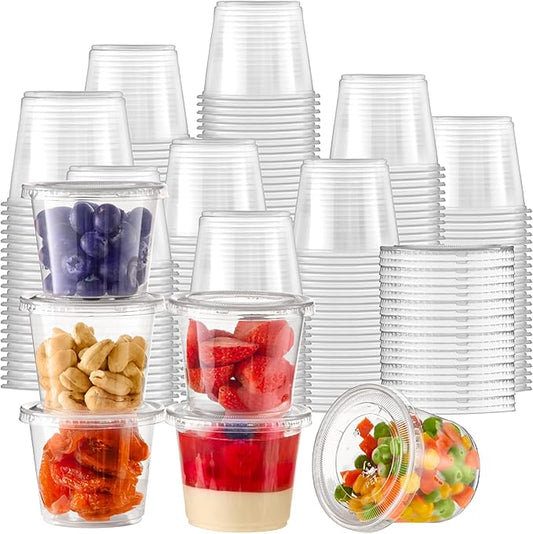 Fit Meal Prep 1250 Pack 5.5 oz Jello Shot Cups with Lids, Disposable Souffle Portion Cups for Sauce