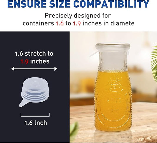 Extra Small Silicone Stretch Lids 1.6 Inch Reusable Silicone Jar Cover to Fit 1.6 Inch to 1.9 Inch Small Jars,Cans,Bottles 8 Pack