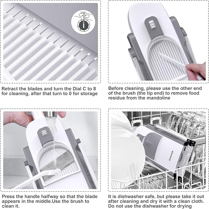 Safe Mandoline Slicer for Kitchen, Adjustable Thickness 0.1-8 mm, Professional Vegetable Slicer, Potato Slicer, Food Chopper French Fry Cutte, Mandolin, Chopping Artifact (just Slice, LightGray)