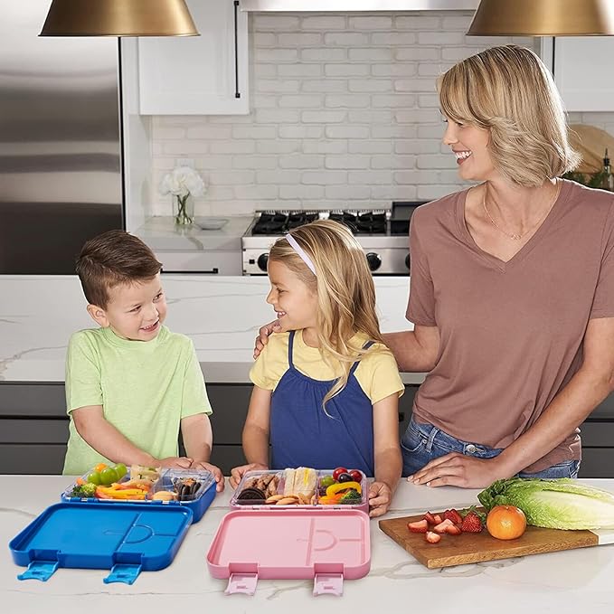 JOYHILL Bento Lunch Box for Kids, Adult Kids Lunch Box with 4-6 Compartment, Leak Proof Lunch Box Containers BPA-Free for Toddler Daycare School Travel, M-blue shark