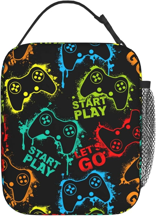 YETTA YANG Video Game Cool Portable Lunch Bag Insulated Lunch Box Reusable Totes For Women Men Work Picnic Camping