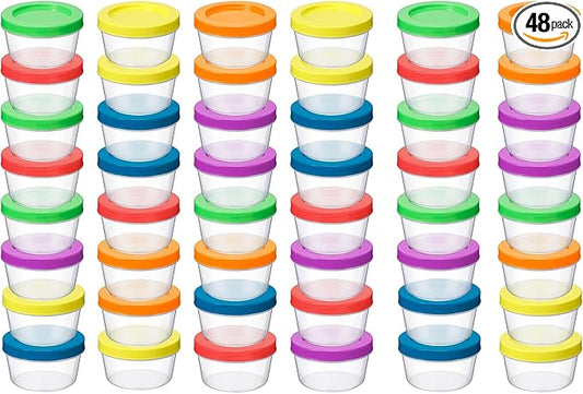 Tanlade 48 Pcs Snack Containers 7 Oz Small Plastic Food Containers with Lids Reusable Freezer Storage Jars Lunch Box, Microwave, Dishwasher and Freezer Safe