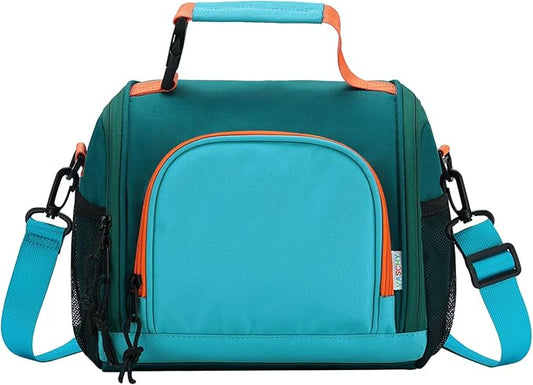 VASCHY Lunch Bag for Kids, Boys Cute Reusable Insulated Large Lunch Box Container for Children Daycare School Kindergarten Preschool Green