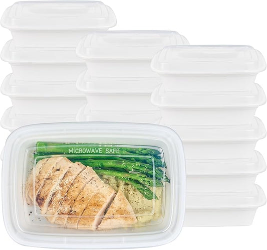 Asporto 38 Ounce Take Out Containers, 100 Food Containers With Lids - Microwavable, Disposable, White Plastic To Go Food Containers, No BPA, For Take Out And Delivery - Restaurantware