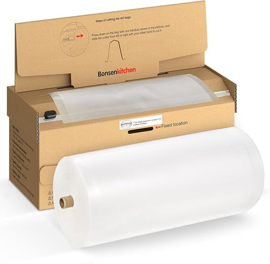 [2025 New] Bonsenkitchen 8” x 150’ Vacuum Sealer Bags Rolls with Cutter for Food Storage, Commercial Grade, BPA Free, Great for Meal Prep and Sous Vide Cooking