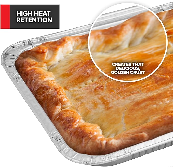 (10 Pack) Disposable Aluminum Pans 9x13 Shallow, Heavy Duty 1.75" Deep Foil Pans, Baking Tins, 13x9 Baking Pan for Cooking and Serving Cookies, Brownies, Sheet Cake, Cookie Sheets, Holiday Meal Prep