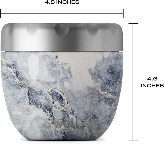 S'well Eats Stainless Steel Food Bowls, 21.5oz, Blue Granite, Triple-Layered Vacuum-Insulated Containers Keeps Food Cold for 11 Hours and Hot for 7 hours, Condensation Free, BPA Free
