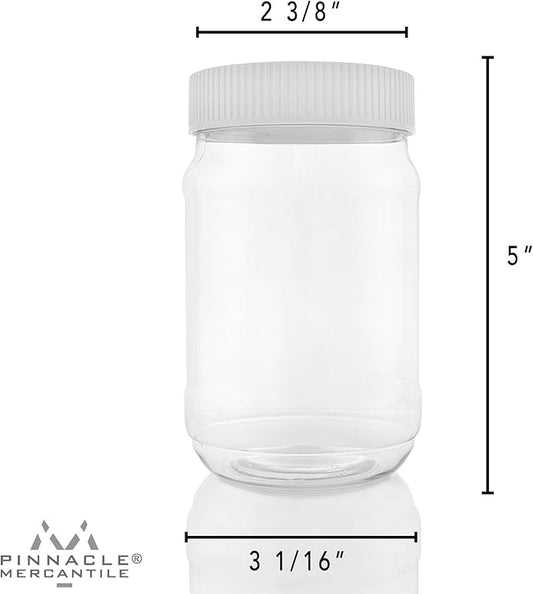 Pinnacle Mercantile Crystal Clear PET Plastic Jars with Screw on Lids 64 oz Set of 48 Wide Mouth