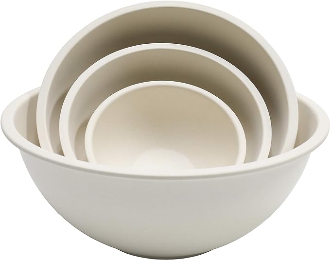 Chef Craft Eco Bamboo Fiber Mixing Bowl Set, 4 Piece, Natural