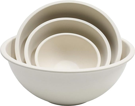 Chef Craft Eco Bamboo Fiber Mixing Bowl Set, 4 Piece, Natural
