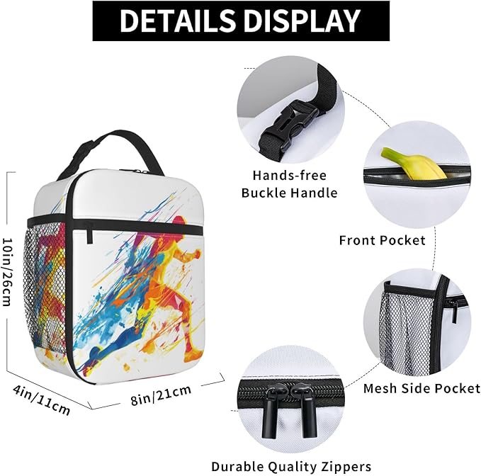 Insulated Lunch Box for Kids Boys Girls, Reusable Lunch Bag for School, Office, Work, Picnic, Travel, Sport Runner Lunch Box