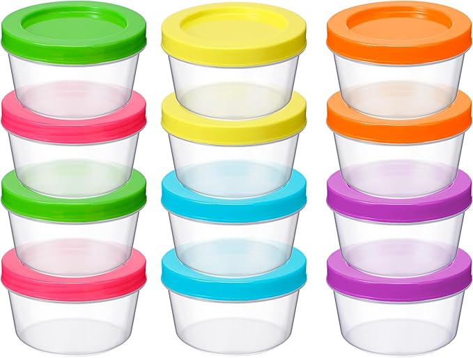 Tanlade 24 Pcs Snack Containers 7 Oz Small Plastic Food Containers with Lids Reusable Freezer Storage Jars Lunch Box, Microwave, Dishwasher and Freezer Safe