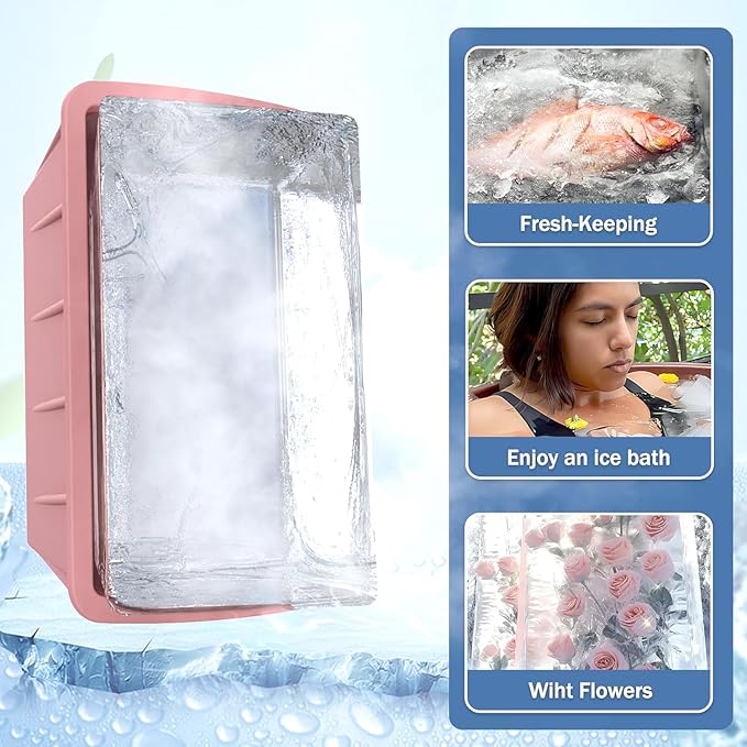 Extra Large Ice Cube Molds 4Pack 32LB Silicone Ice Block Molds for Ice Plunge Tub, Reusable Ice Cube Trays for Freezer, Giant Ice Cube Molds for Home Ice Baths,Cold Plunge Accessories (Pink)