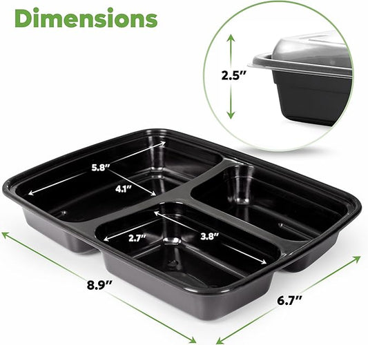 Comfy Package [24 oz - 50 Count 3 Compartment Meal Prep Containers Reusable - Microwaveable, Dishwasher and Freezer Safe, BPA-Free, Portion Control and Convenience Food Storage with Lids, Stackable